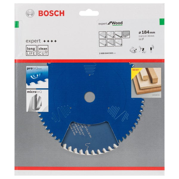 Bosch Kreissägeblatt Expert for Wood für Handkreissägen 184 x 30 x 2,6 mm 56 - 2608644043