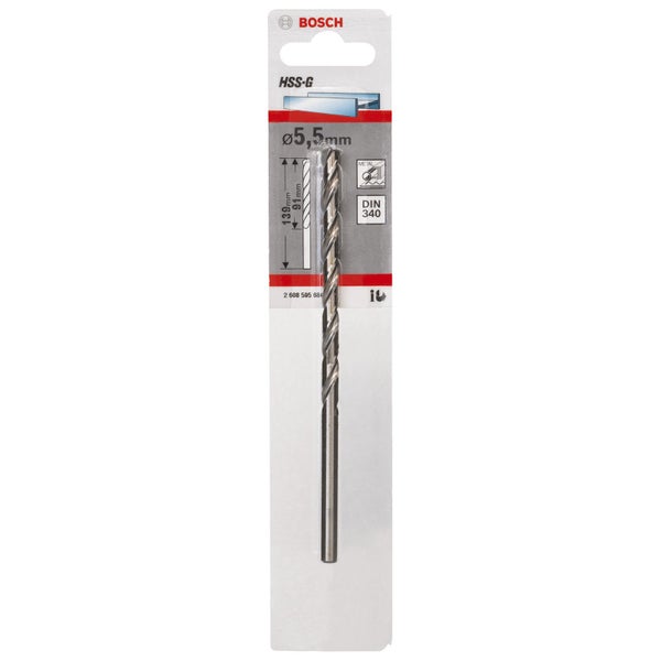 Bosch 1x Metallbohrer HSS-G DIN 340 5,5 x 91 x 139 mm - 2608595684