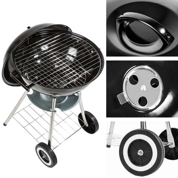Kugelgrill tectake  Ø 41,5 cm mit 2 Rädern schwarz