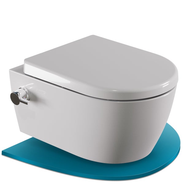 Dusch-WC spülrandlos Hänge WC Taharet Toilette inkl. Warm-Kalt-Mischer & WC-Sitz mit Absenkautomatik + abnehmbar Keramik inkl. Nanoversiegelung