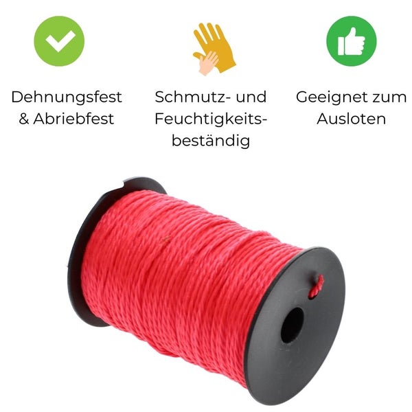 Maurerschnur rot Richtschnur 6 x 100m 2mm reißfeste Schnur Spannschnur Pflasterschnur Bauschnur Mauerschnur Verlegeschnur Lotschnur