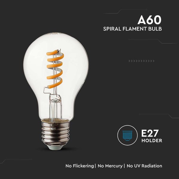 V-TAC VT-2164-N - LED-Lampen - GLS E27 - IP20 - Klar - 4 Watt - 300 Lumen - 3000K - 2 Jahre