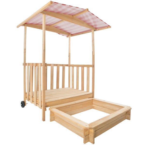 Sandkasten tectake Gretchen 106 x 105 x 137 cm aus Holz rot