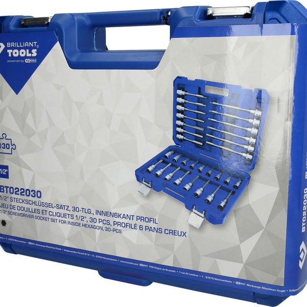 BRILLIANT TOOLS 1/2 Bit-Stecknuss-Satz 30tlg. Innensechskant-Profil - BT022030