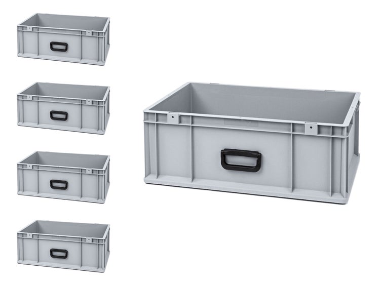 PROREGAL Spar Set 5x Eurobox Nextgen Portable Uno HxBxT 22 x 40 x 60 cm 44 Liter Eurobehälter Transportbox Transportbehälter Stapelbehälter