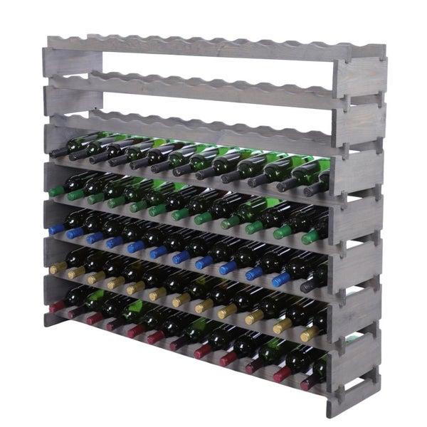 Weinregal VINOTECA FLEX PRO HxBxT 107x123x28cm 96 Flaschen auf 8 Ebenen Massives Kiefernholz Grau