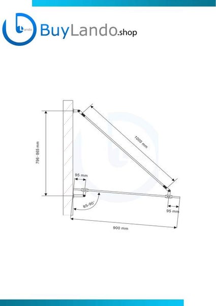 Technische Zeichnung eines Regals mit Abmessungen