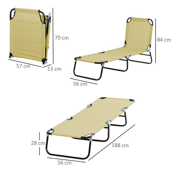 Diagramm einer Liege mit fünfstufig verstellbarer Rückenlehne und den Höhenangaben in Zentimetern.