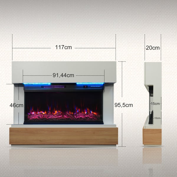 Elektrokamin mit Abmessungen