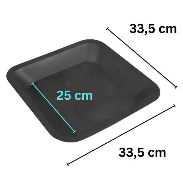 Untersetzer Eckig 33,5x33,5 cm – Robuster Hartkunststoff-Untersetzer aus Recyclingmaterial – Ideal für 25-Liter-Blumentöpfe – Schützt vor Staunässe & sorgt für stilvollen Pflanzenschutz