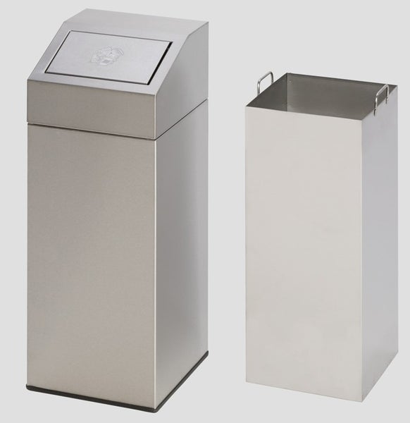 PROREGAL Robuster Werstoffsammler Mit Abnehmbarem Kopfteil 45 Liter HxBxT 79 x 32 x 32 cm Edelstahl