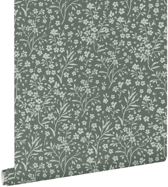 ESTAhome Tapete Blumen Graugrün - 0.53 x 10.05 m - 139878
