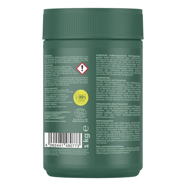 PUREWAVE Kaffeemaschinen Reinigungspulver, 1kg