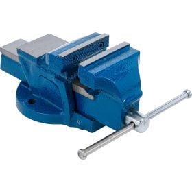 Robuster Werkbank Schraubstock aus Gusseisen mit verstellbaren Spannbacken für sicheren Halt bei Handwerksprojekten.