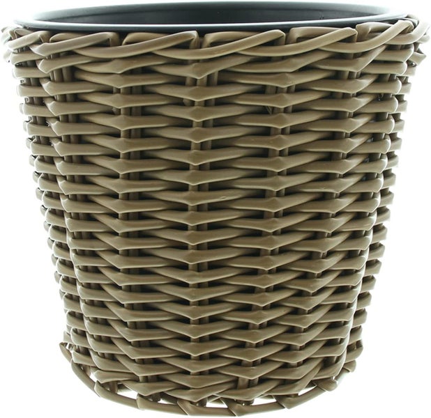 Dekoleidenschaft Übertopf Polyrattan rund, Ø 32 cm, wetterfest, Blumentopf für Draußen, Pflanztopf, Pflanzer