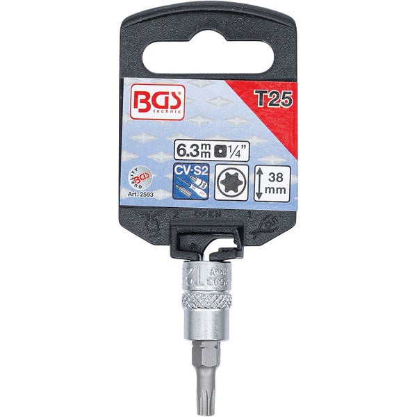 BGS Bit-Einsatz Antrieb Innenvierkant 6,3 mm (1/4) T-Profil (für Torx) T25 - 2593