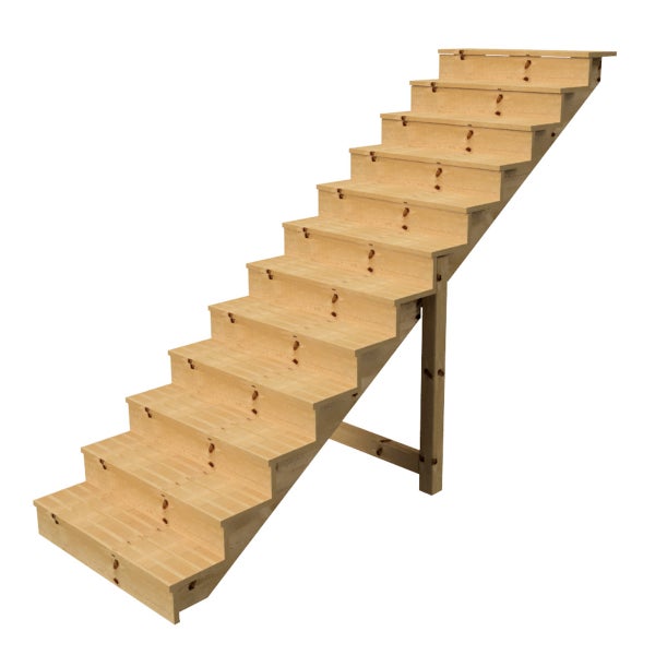 Holztreppe mit zwölf Stufen