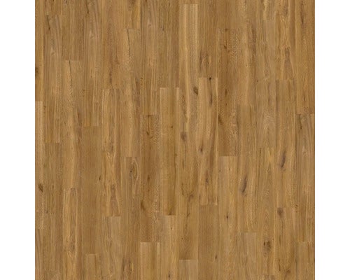 Laminatboden in Eichenoptik, Schiffsboden 3-Stab mit sichtbarer Holzmaserung und Ästen.