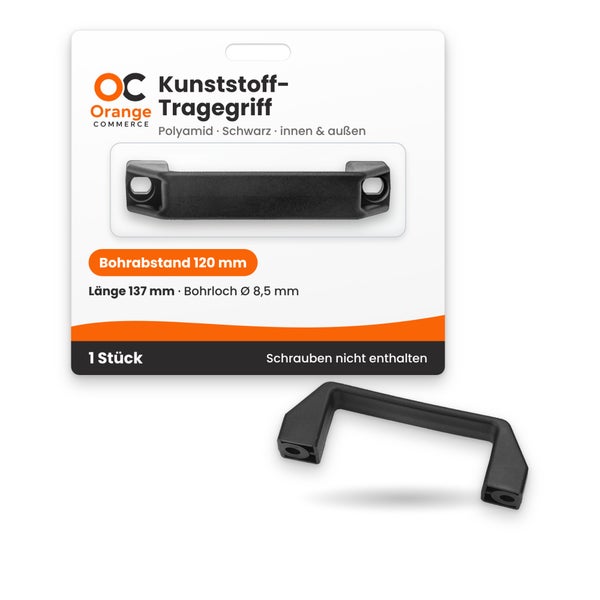 Orange Commerce Kunststoff Tragegriff aus Polyamid, Bohrlochabstand 120 Millimeter, Länge 137 Millimeter, für innen und außen, 1 Stück