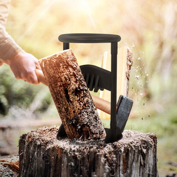 ECD Germany Manueller Holzspalter aus Hartstahl, Tragbarer Anzündholzspalter, Anzündholz Splitter rund, Spalten Werkzeug für Heim & Outdoor, Brennholzspalter mit Brennholz, Anzündspalter Spaltwerkzeug