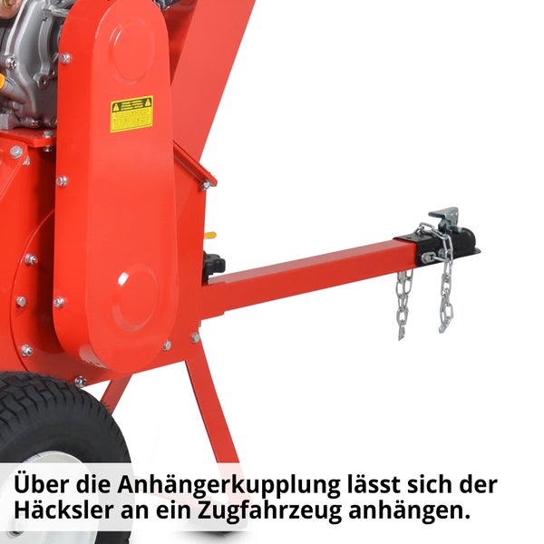 Detailansicht des Holzschredders mit Anhängerkupplung