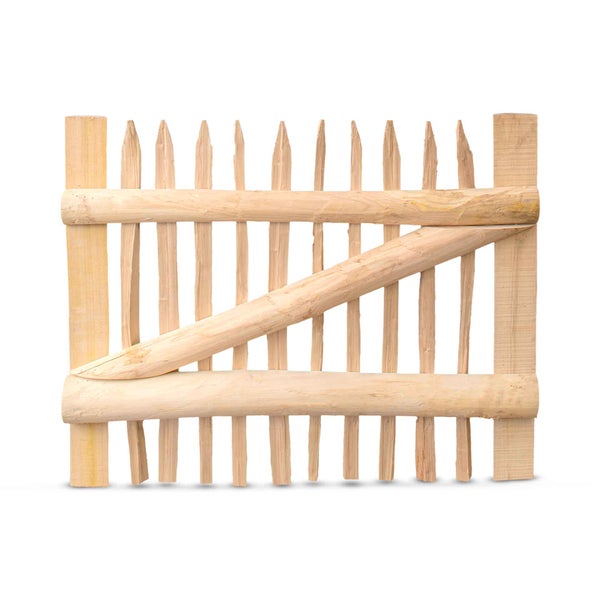 Staketenzaun-Tor (genagelte Ausführung), Edelkastanie B100 cm H75 cm