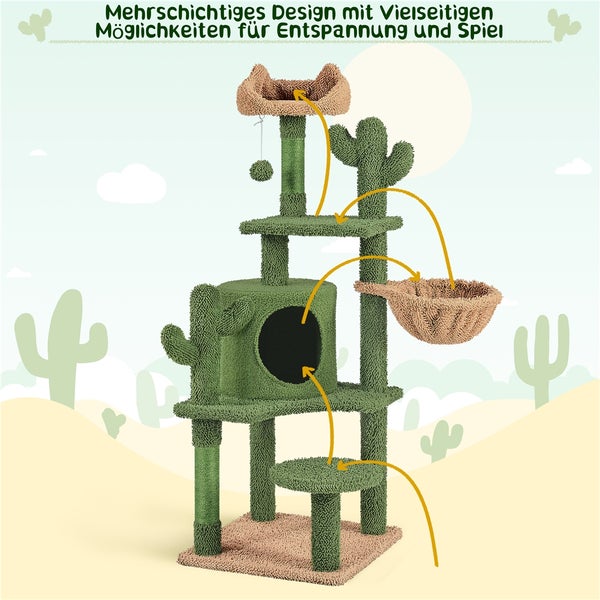 Mehrstöckiger Katzenkratzbaum mit Liegeflächen und Kratzsäulen