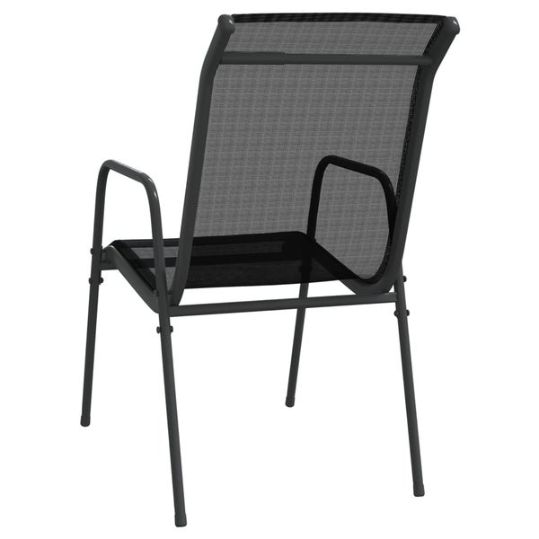 Gartenstühle 2 Stk. Stahl und Textilene Schwarz
