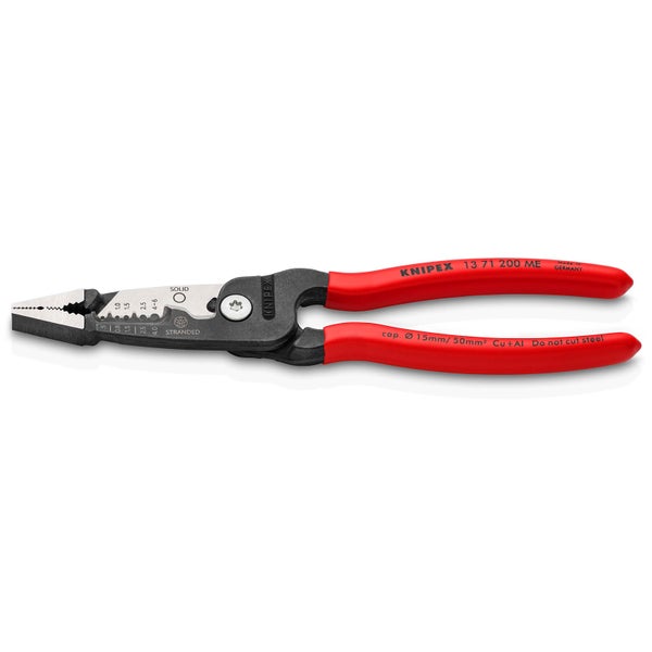 Knipex Multifunktions-Elektrikerzange metrisches Modell mit Kunststoff überzogen schwarz atramentiert 200 mm - 1371200ME