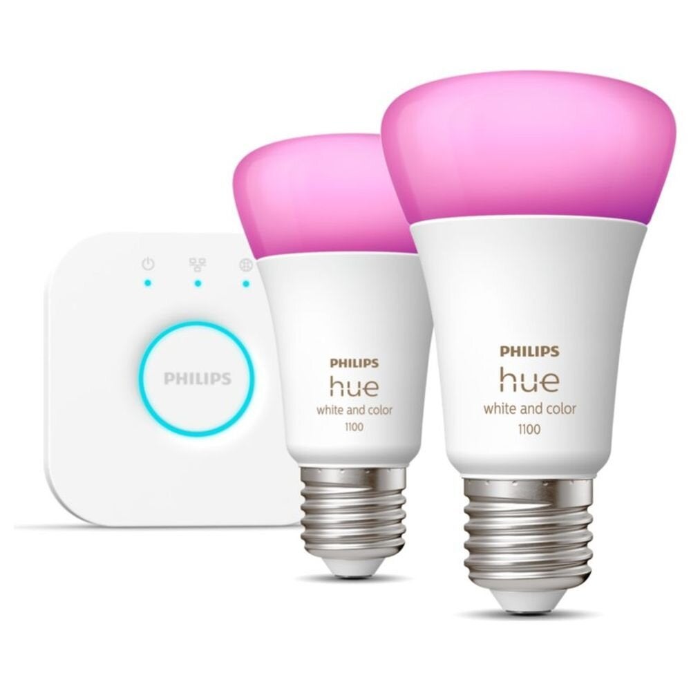Philips Hue Bluetooth White &amp; Color Ambiance LED E27 75W 800lm Doppelpack inkl. Bridge