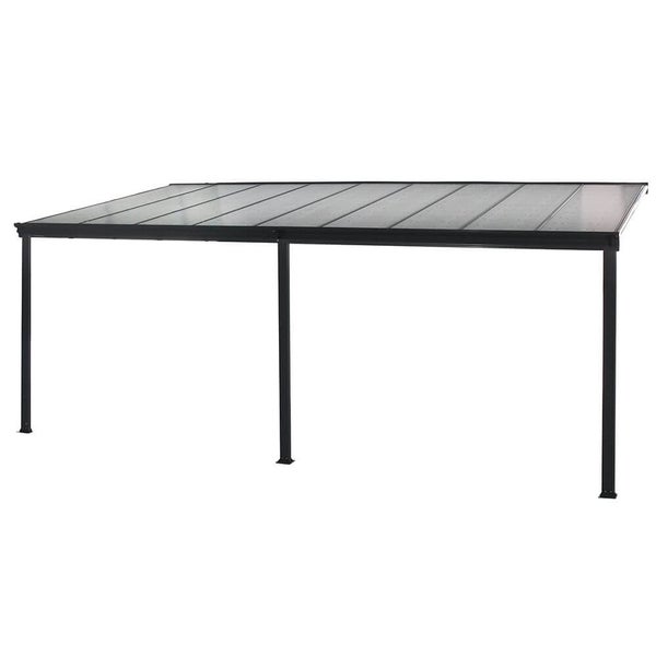 Home Deluxe - Terrassenüberdachung SOLIS - Grau - B/T/H: 557 x 303 x 226/278 cm - inkl. Hohlkammerplatten, Montagematererial I Carport Pavillion Pergola
