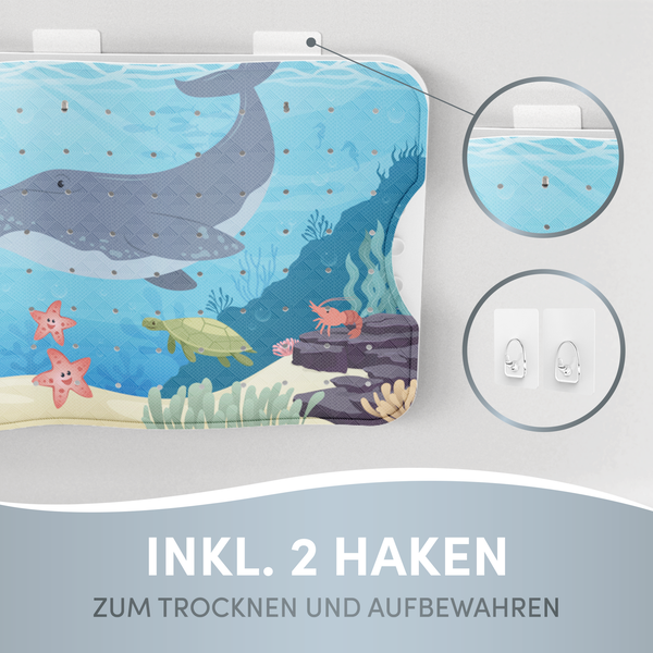 avakido® Badewannenmatte Kinder rutschfest - Inklusive 2 Haken zum Aufhängen - 100% BPA-Frei, Wanneneinlage, Antirutschmatte Badewanne - schimmelresistent & maschinenwaschbar
