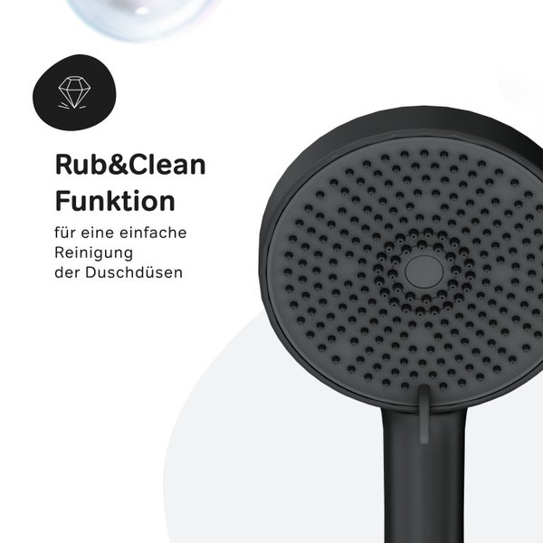 Rub and Clean Funktion für Duschkopf zur einfachen Reinigung der Düsen
