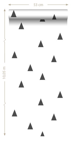 Tapete mit Dreiecksmuster, 53 cm breit, 10,05 m lang