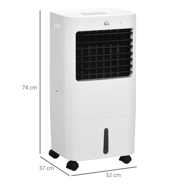 HOMCOM 3 in 1 Mobile Klimaanlage mit Luftbefeuchtung Wasserkühlung 15L 60° oszillierendes Klimagerät 65W Luftkühler mit 8h Timer, Fernbedienung, Nutzungsraum 20 ㎡ Weiß 32 x 37 x 69 cm