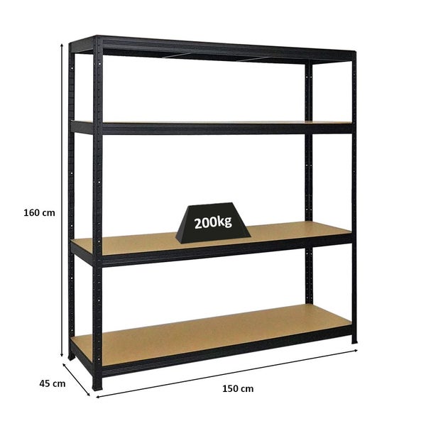 PROREGAL Schwerlastregal Giant Elephant HxBxT 160 x 150 x 45 cm Fachlast 200 kg Schwarz