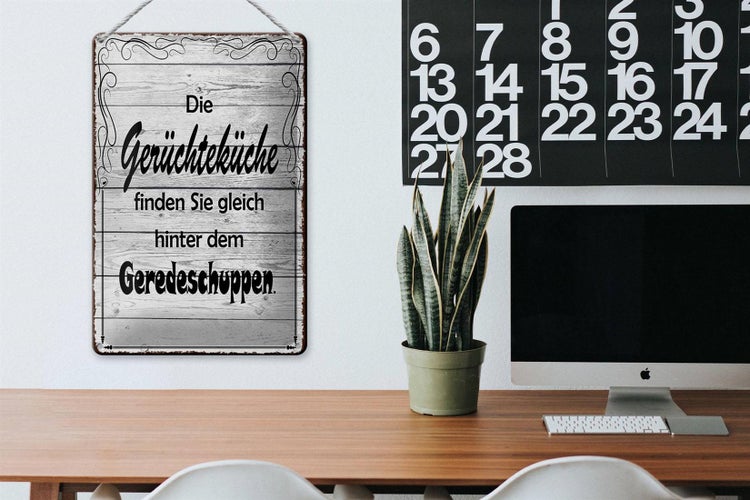 Blechschild Spruch 20x30cm Gerüchteküche Geredeschuppen