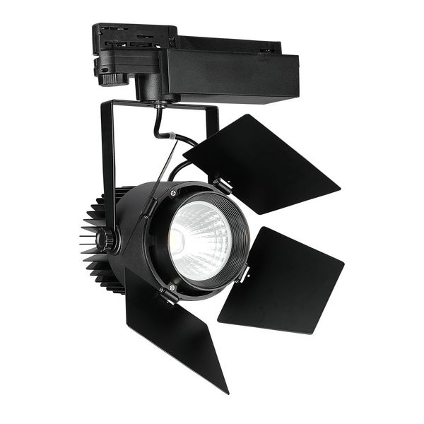 Schwarzer LED-Strahler für Schienensysteme mit Blenden