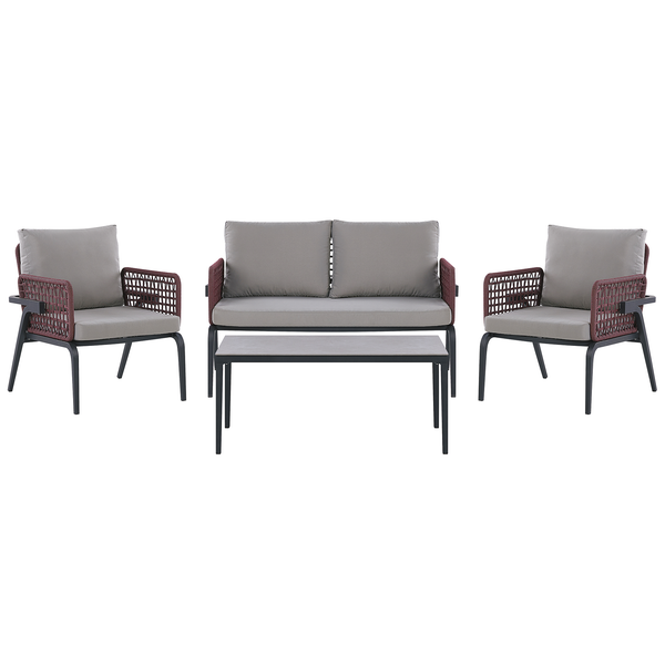 Lounge Set mit Tisch 4-Sitzer SCIACCA Metall Grau