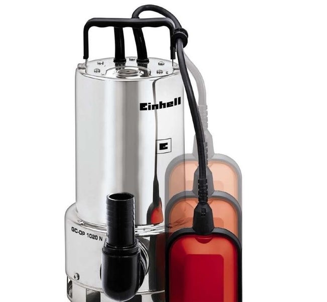 Einhell GC-DP 1020 N Schmutzwasserpumpe - 18.000 L/Std. - 1000W - Förderhöhe 9 m - Korngröße 20 mm - Inox - Tauchpumpe - Schmutzwasser tauchpumpe