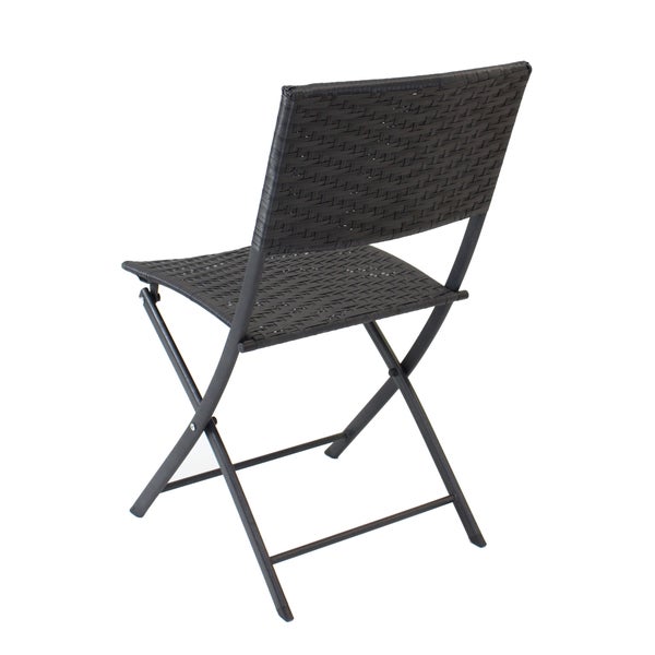 FRANK FLECHTWAREN | Bistro-Set Pure Elegance, 3tlg., KUNSTSTOFF, METALL, Stuhl 40 x 42 x 82 cm, Sitzhöhe 43 cm, Tisch 60 x 60 x 72 cm, platzsparend zusammenklappbar