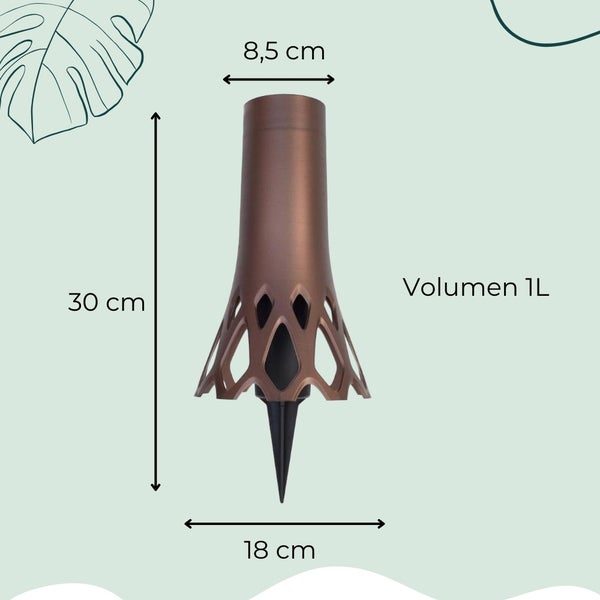 Blumensteckgefäß aus Metall, 30 cm hoch, mit einem Volumen von 1 Liter