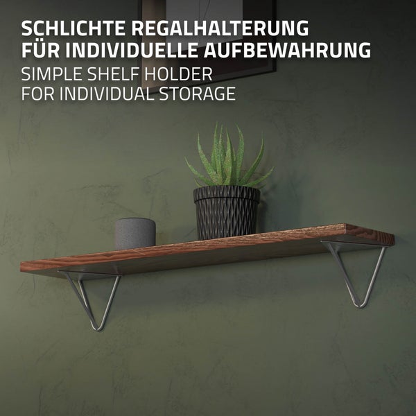 ML-Design 6 Stück Regalhalterung 160 mm, Grau, aus Metall, Dreieckige Regalhalterungen, Schwebe Regalwinkel, Haarnadel Wandhalterung, Prisma Regalträger Wandmontage, Hairpin Wandregal Wandkonsole