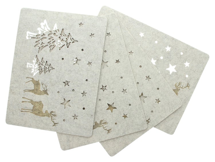FRANK FLECHTWAREN | Platzmatte Winterwald, 4er Set, 40 x 30 cm, FILZ