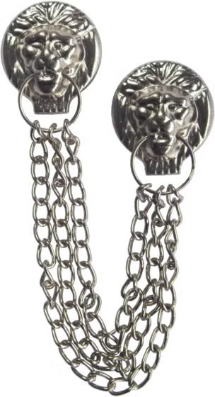 Türketten-Set aus Metall mit Löwenkopf-Verzierungen und verbindender Gliederkette für den Einbruchschutz.