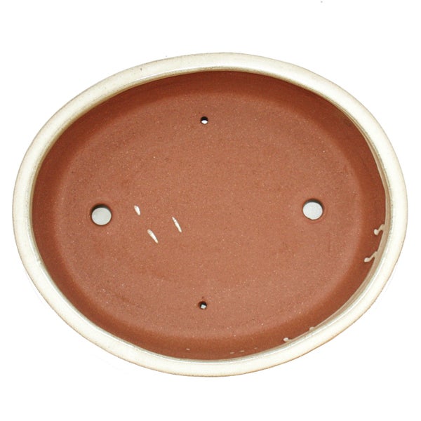 Bonsai-Schale mit Unterteller Gr. 5 - hellbeige - oval O1 - L 31cm - B 24cm - H 9cm
