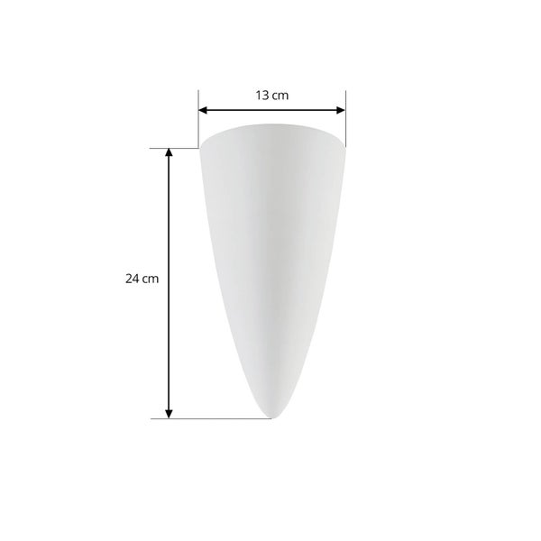 Abmessungen einer Wandleuchte, 24 cm hoch, 13 cm breit