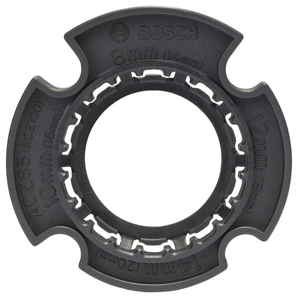 Bosch Tiefenanschlag für Multitools mit Einstellskala für Schnitttiefen von 8 bis 20 Millimeter.