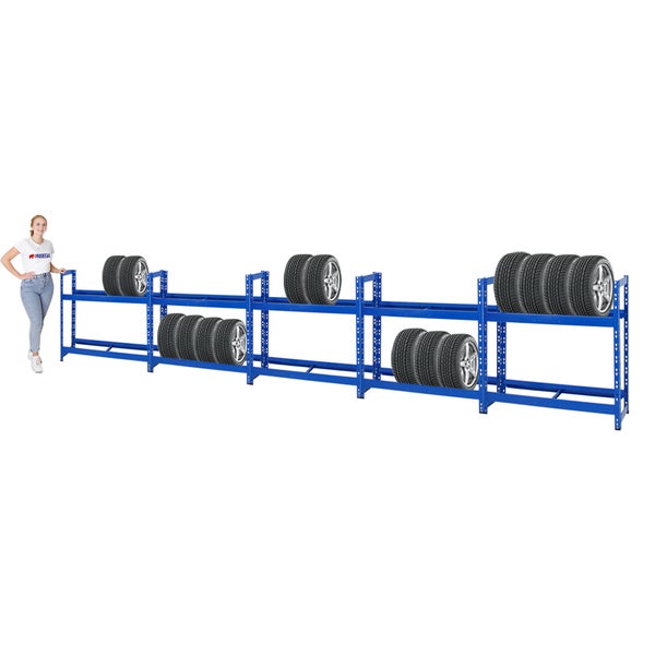 PROREGAL Mega Deal 5x Reifenregal Tiger HxBxT 100 x 110 x 35 cm Bis Zu 40 Reifen Blau