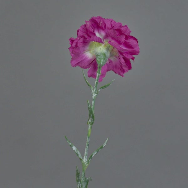 Künstliche Nelke Pink aus Textilgewebe mit gezackten Blütenblättern.